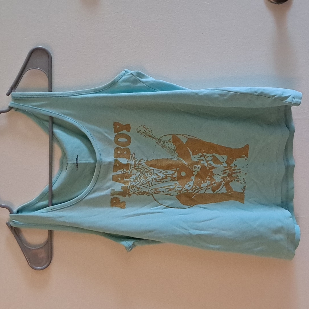 Gold PLAYBOY custom spray-painted tanktop. Size womens medium